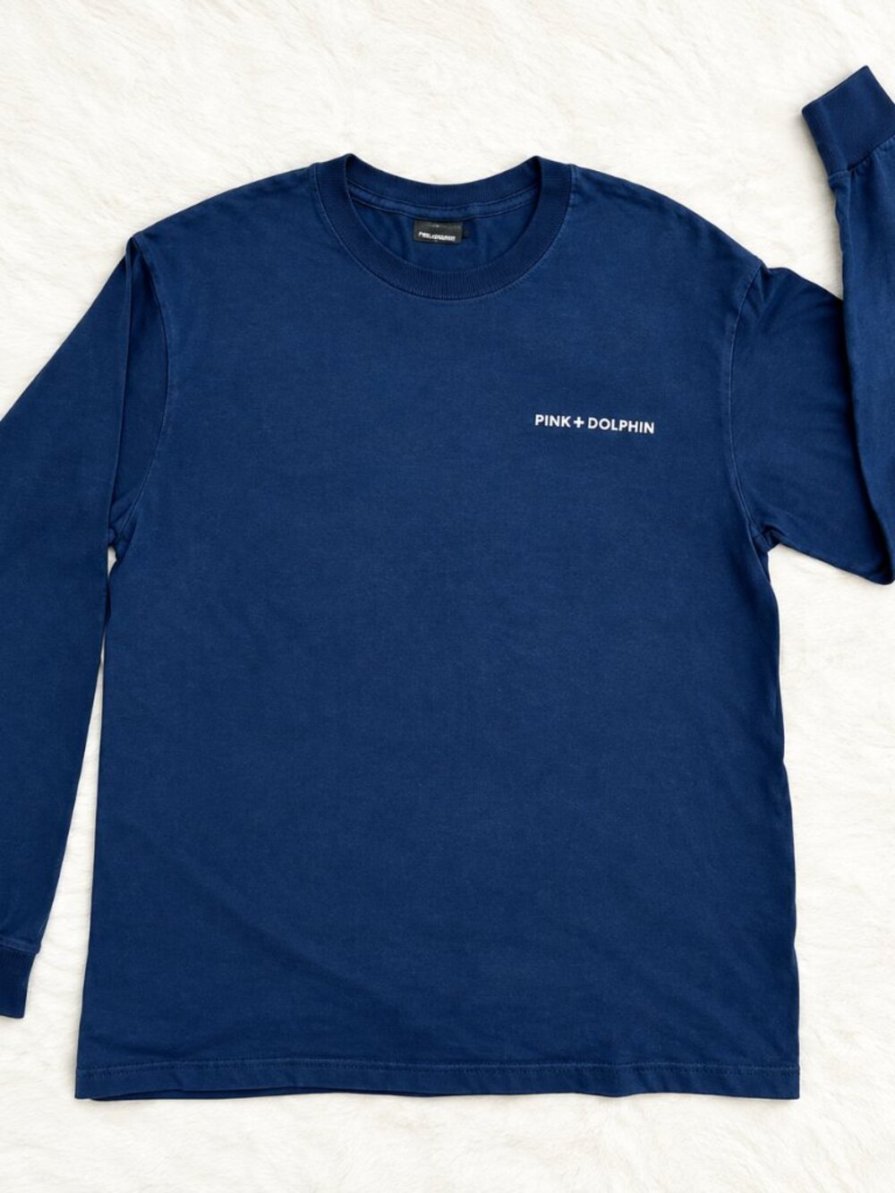 Pink Dolphin Logo Long Sleeve Tee Men’s M Navy 100% Cotton Streetwear